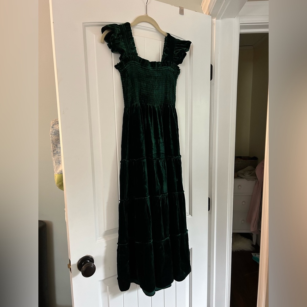 XS Ellie Nap Dress in Green Velvet